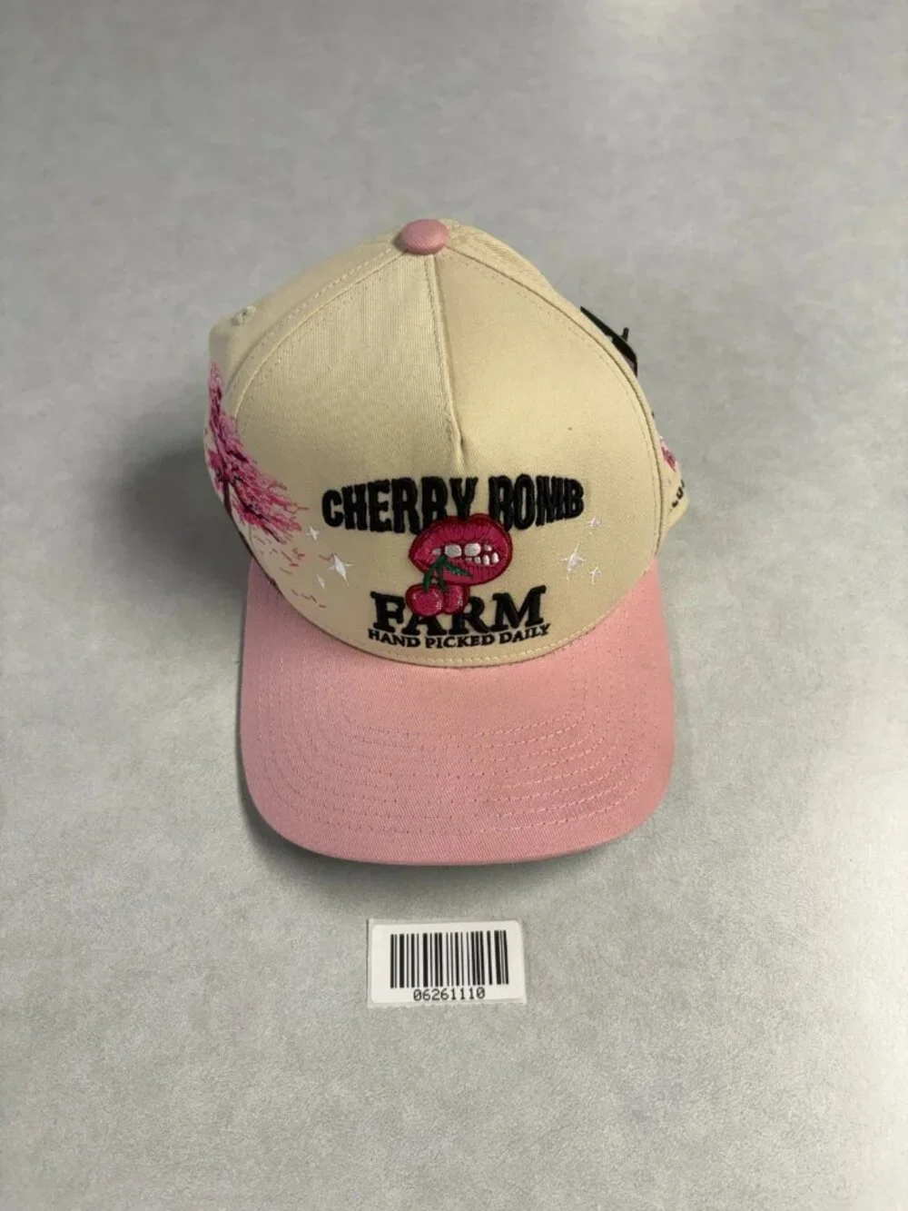 Field Grade Cherry Bomb Trucker Hat Embroidery Pink Brim One Size